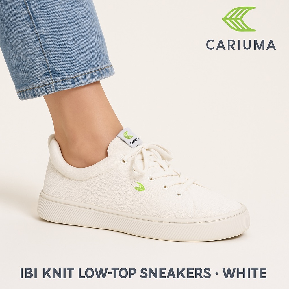 Cariuma,IBI Knit Low-Top White Sneakers – Lightweight Eco Casual EUC Size 10.5 - Picture 1 of 5